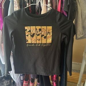 Disney Black and Gold Long Sleeve Tee with Graphic Design